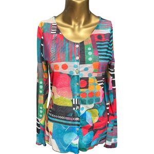 Vibrant Multicolor Button-Up Blouse